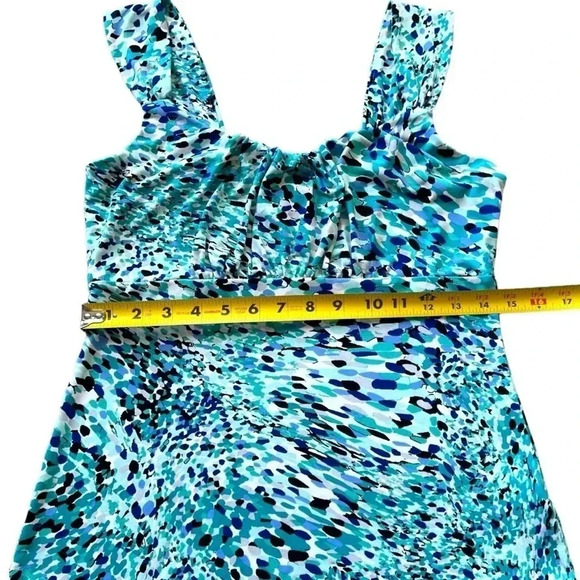 WHBM Bright Aqua Chunky Strap Tank Top with Abstract Dot Print- Small - Picture 7 of 10